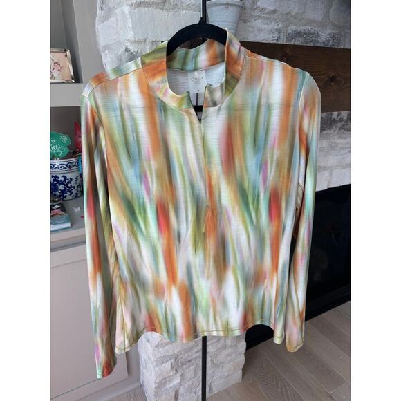 CALIA Women's Filtered Flora Multi Tissue Texture 1/4 Zip Golf Pullover Size L - Picture 4 of 7